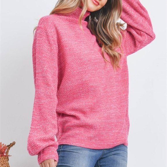 MODA ME COUTURE Sweaters - Pink Turtleneck Sweater
